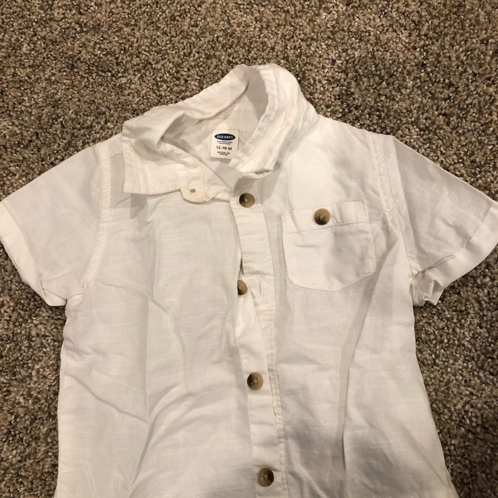 Button down white kids shirt